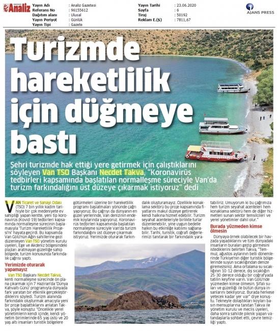 TURİZMDE HAREKETLİLİK İÇİN DÜĞMEYE BASTI