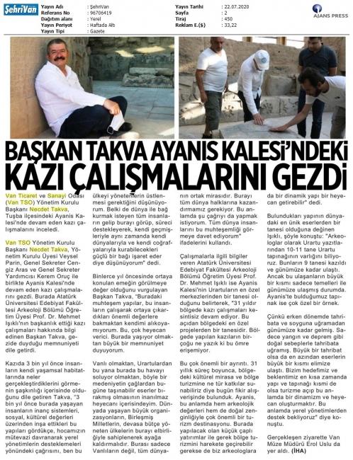 BAŞKAN TAKVA AYANİS KALESİ'NDEKİ KAZI ÇALIŞMALARINI GEZDİ