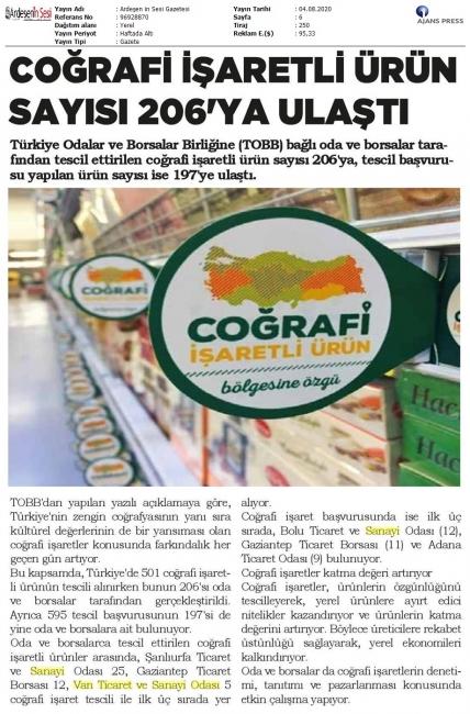 COĞRAFİ İŞARETLİ ÜRÜN SAYISI 206 YA ULAŞTI
