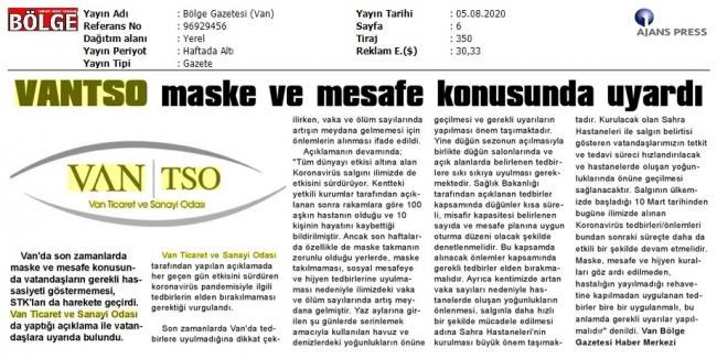 VANTSO MASKE VE MESAFE KONUSUNDA UYARDI