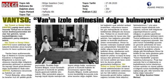 VANTSO: VAN'IN İZOLE EDİLMESİNİ DOĞRU BULMUYORUZ