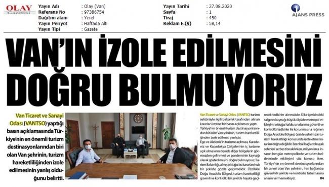 'VAN'IN İZOLE EDİLMESİNİ DOĞRU BULMUYORUZ'