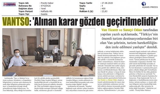 VANTSO: ALINAN KARAR GÖZDEN GEÇİRİLMELİDİR