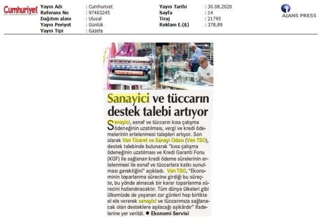 SANAYİCİ VE TÜCCARIN DESTEK TALEBİ ARTIYOR