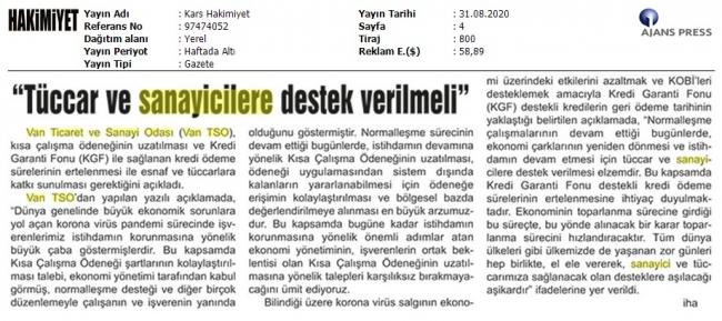 'TÜCCAR VE SANAYİCİLERE DESTEK VERİLMELİ'