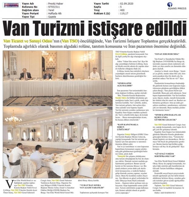 VAN TURİZMİ İSTİŞARE EDİLDİ