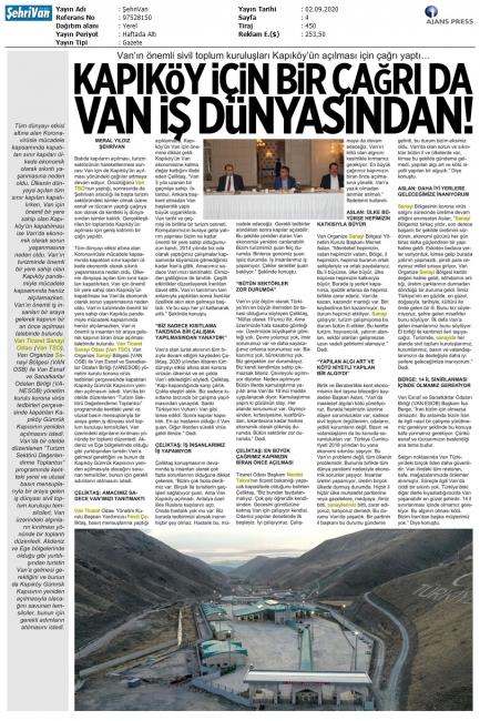 KAPIKÖY İLE İLGİLİ BİR ÇAĞRI DA VAN İŞ DÜNYASINDAN GELDİ