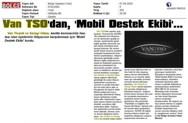 VAN TSO'DAN MOBİL DESTEK EKİBİ...
