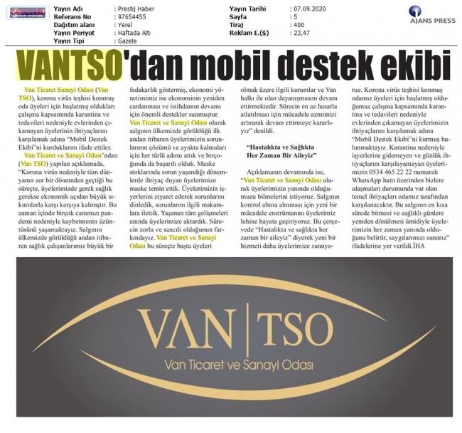 VAN TSO'DAN MOBİL DESTEK EKİBİ