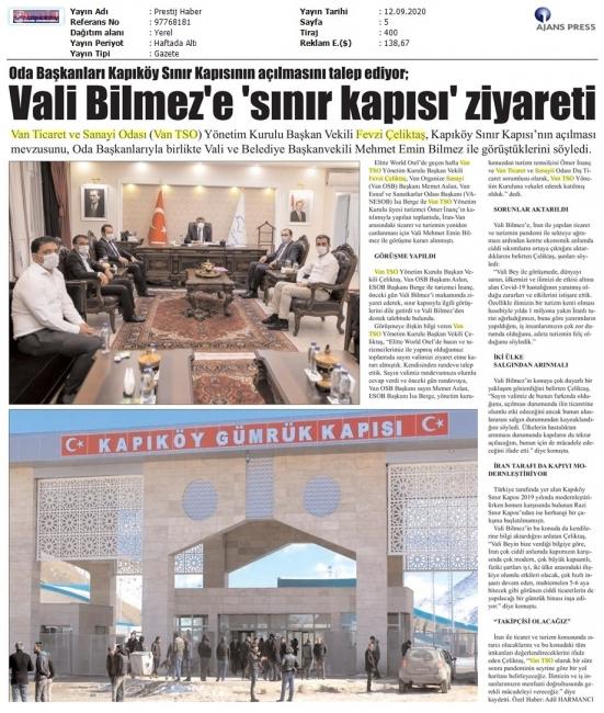 VALİ BİLMEZ'E SINIR KAPISI ZİYARETİ