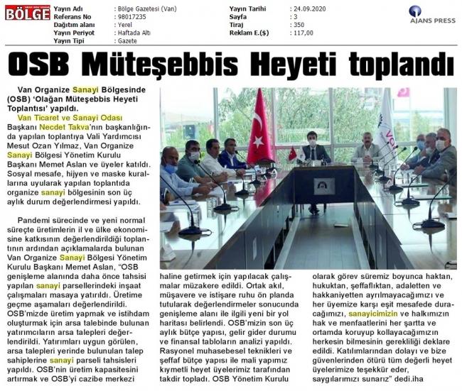 OSB MÜTEŞEBBİS HEYETİ TOPLANDI