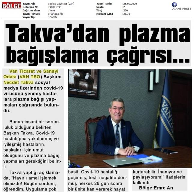 TAKVA'DAN PLAZMA BAĞIŞLAMA ÇAĞRISI
