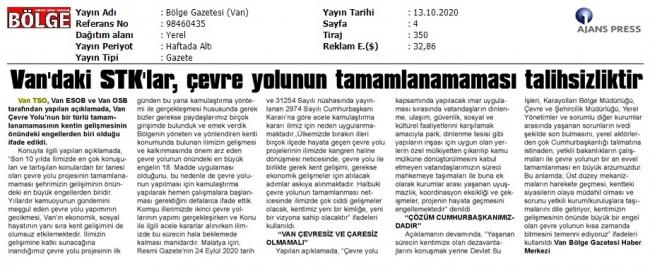 VAN'DAKİ STK'LAR: ÇEVRE YOLUNUN TAMAMLANAMAMASI TALİHSİZLİKTİR