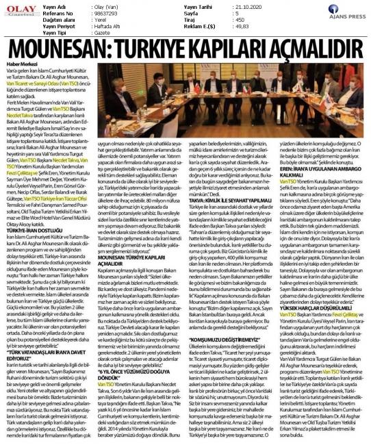 MOUNESAN: TÜRKİYE KAPILARI AÇMALIDIR