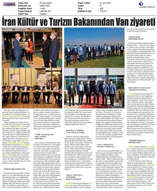 İRAN KÜLTÜR VE TURİZM BAKANINDAN VAN ZİYARETİ