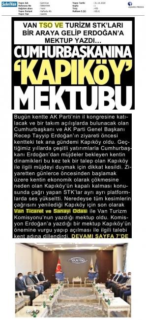 VAN TSO VE TURİZM STK'LARI BİR ARAYA GELİP ERDOĞAN'A MEKTUP YAZDI