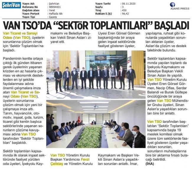 VAN TSO'DA 'SEKTÖR TOPLANTILARI' BAŞLADI