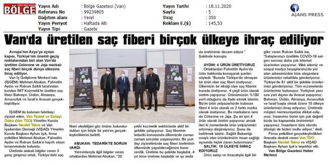VAN'DA ÜRETİLEN SAÇ FİBERİ BİRÇOK ÜLKEYE İHRAÇ EDİLİYOR