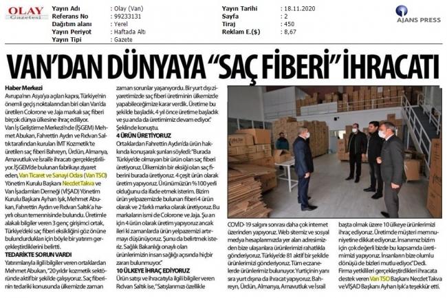 VAN'DAN DÜNYAYA SAÇ FİBERİ İHRACATI
