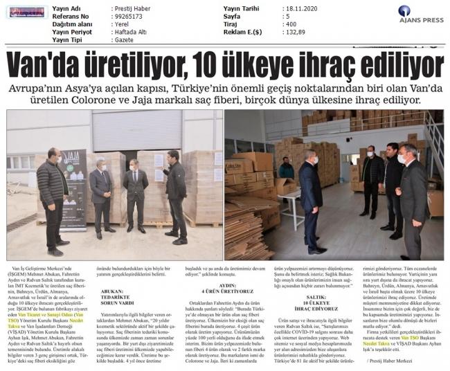VAN'DA ÜRETİLİYOR 10 ÜLKEYE İHRAÇ EDİLİYOR