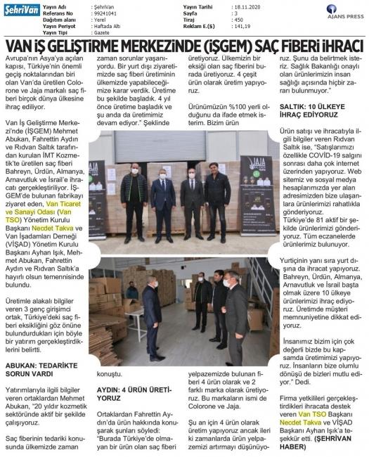 VAN İŞ GELİŞTİRME MERKEZİNDE (İŞGEM) SAÇ FİBERİ İHRACI