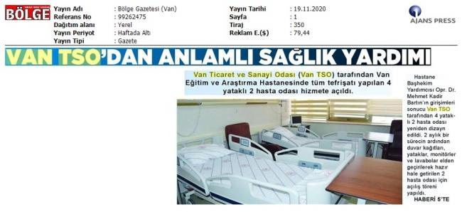 VAN TSO'DAN ANLAMLI SAĞLIK YARDIMI