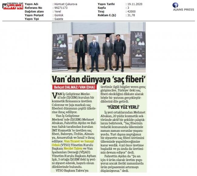 VAN'DAN DÜNYAYA 'SAÇ FİBERİ'