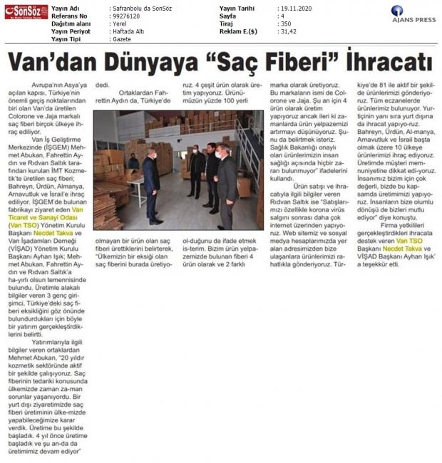 VAN'DAN DÜNYAYA 'SAÇ FİBERİ' İHRACATI