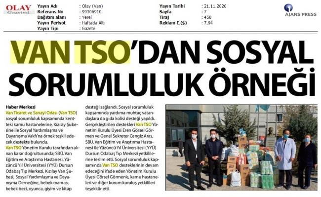 VAN TSO'DAN SOSYAL SORUMLULUK ÖRNEĞİ