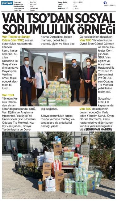 VAN TSO'DAN SOSYAL SORUMLULUK ÖRNEĞİ