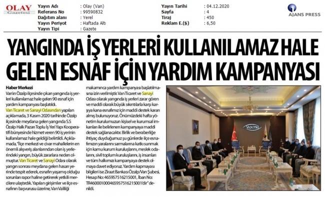 YANGINDA İŞYERLERİ KULLANILAMAZ HALE GELEN ESNAF İÇİN YARDIM KAMPANYASI