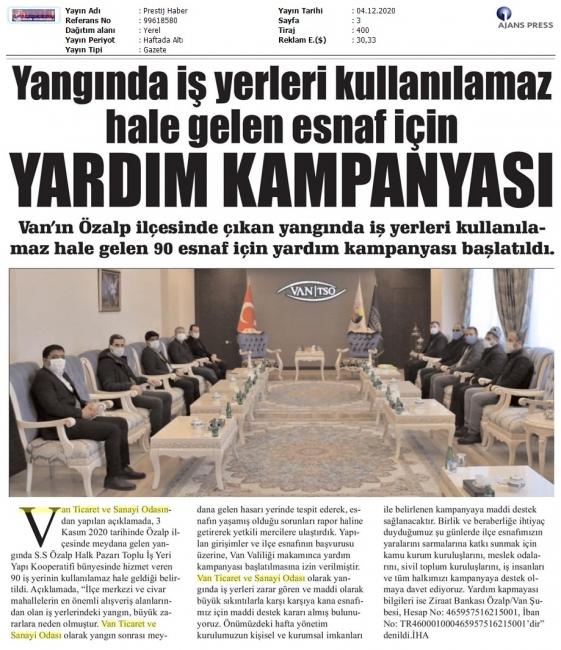 YANGINDA İŞ YERLERİ KULLANILAMAZ HALE GELEN ESNAF İÇİN YARDIM KAMPANYASI