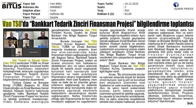 VAN TSO'DA 'BANKKART TEDARİK ZİNCİRİ FİNANSMAN PROJESİ' BİLGİLENDİRME TOPLANTISI