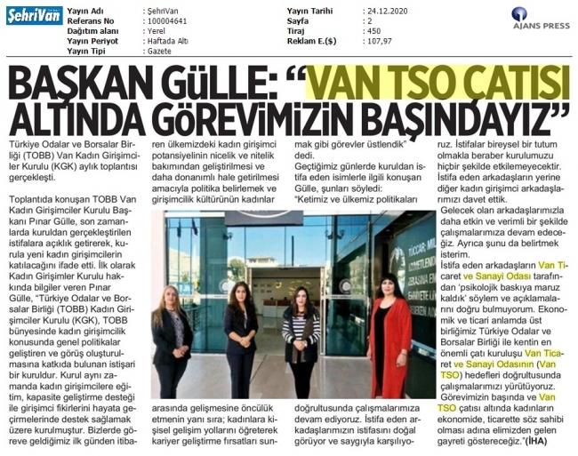 BAŞKAN GÜLLE: VANTSO ÇATISI ALTINDA GÖREVİMİZİN BAŞINDAYIZ