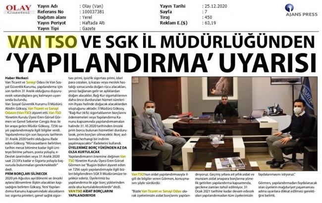 VANTSO VE SGK İL MÜDÜRLÜĞÜNDEN YAPILANDIRMA UYARISI