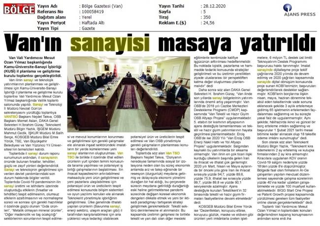 VAN'IN SANAYİSİ MASAYA YATIRILDI