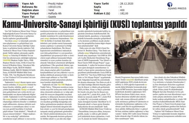 KAMU-ÜNİVERSİTE-SANAYİ İŞBİRLİĞİ KUSİ TOPLANTISI YAPILDI