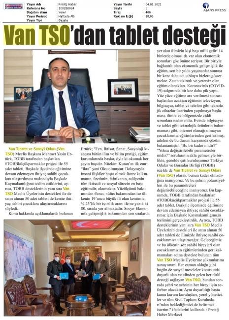 VAN TSO'DAN TABLET DESTEĞİ