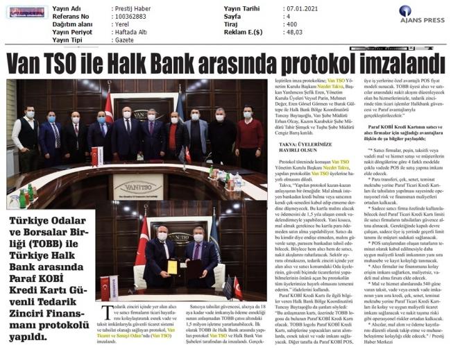 VAN TSO İLE HALK BANK ARASINDA PROTOKOL İMZALANDI