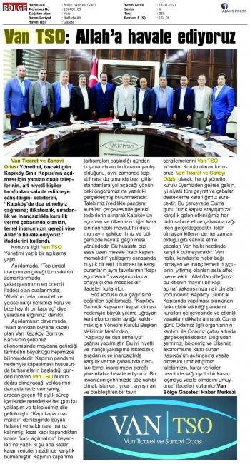 VAN TSO: ALLAH'A HAVALE EDİYORUZ
