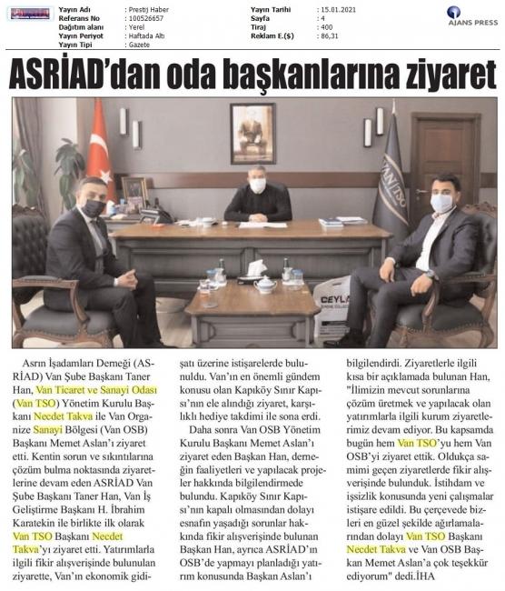 ASRİAD'DAN ODA BAŞKANLARINA ZİYARET
