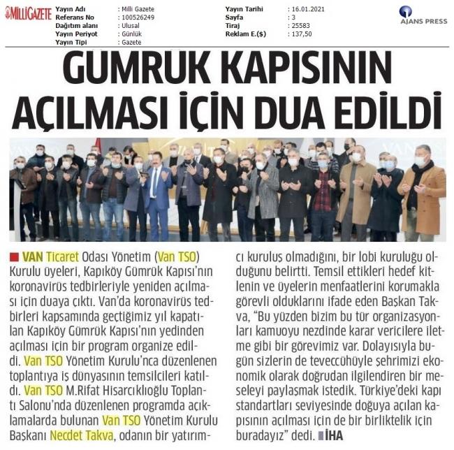 GUMRUK KAPISININ AÇILMASI İÇİN DUA EDİLDİ