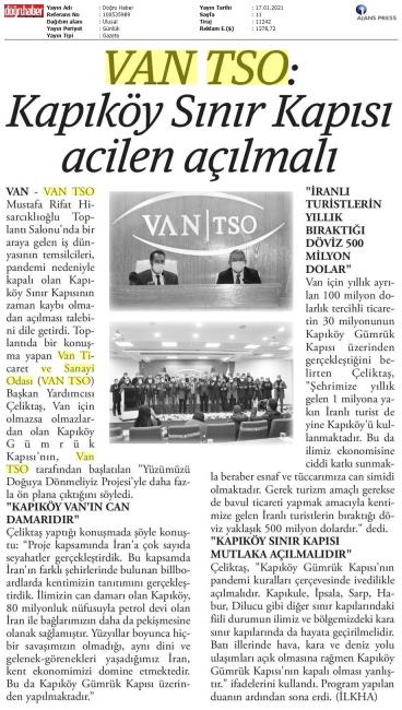 VAN TSO: KAPIKÖY SINIR KAPISI ACİLEN AÇILMALI