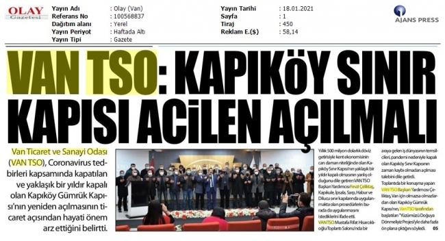VANTSO: KAPIKÖY SINIR KAPISI ACİLEN AÇILMALI