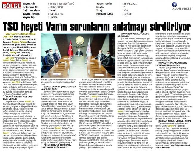 TSO HEYETİ VAN'IN SORUNLARINI ANLATMAYI SÜRDÜRÜYOR
