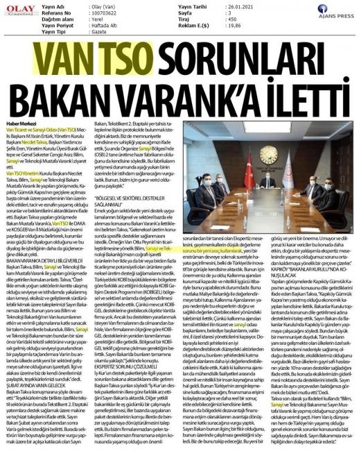 VANTSO SORUNLARI BAKAN VARANK'A İLETTİ