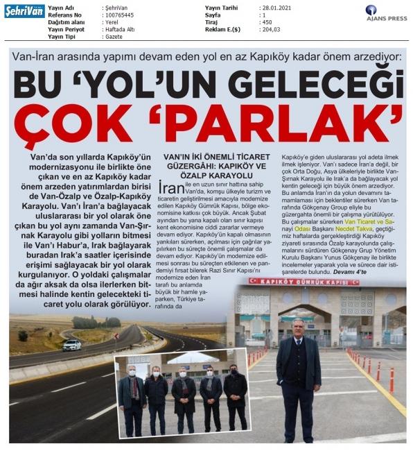VAN-İRAN ARASINDA YAPIMI DEVAM EDEN YOL EN AZ KAPIKÖY KADAR ÖNEM ARZEDİYOR