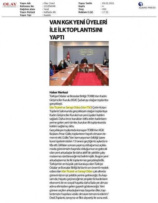 VAN KGK YENİ ÜYELERİ İLE İLK TOPLANTISINI YAPTI