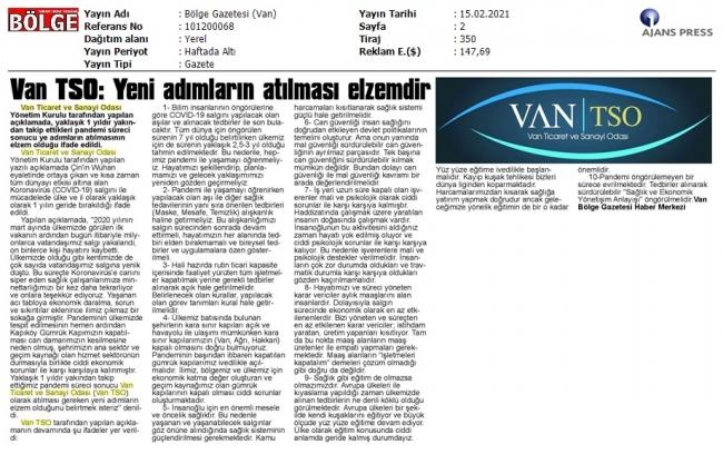 VAN TS0: YENİ ADIMLANN ATILMASI ELZEMDİR
