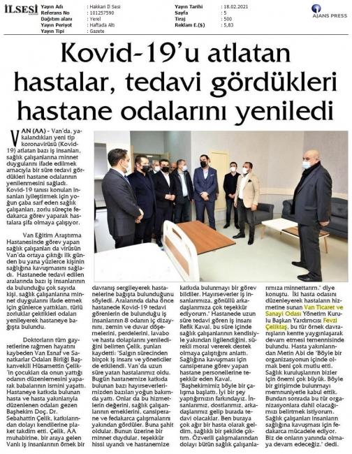 KOVİD19'U ATLATAN HASTALAR, TEDAVİ GÖRDÜKLERİ HASTANE ODALARINI YENİLEDİ